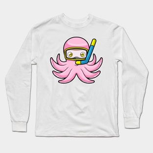 Octopus at Diving with Snorkel & Swimming goggles Long Sleeve T-Shirt